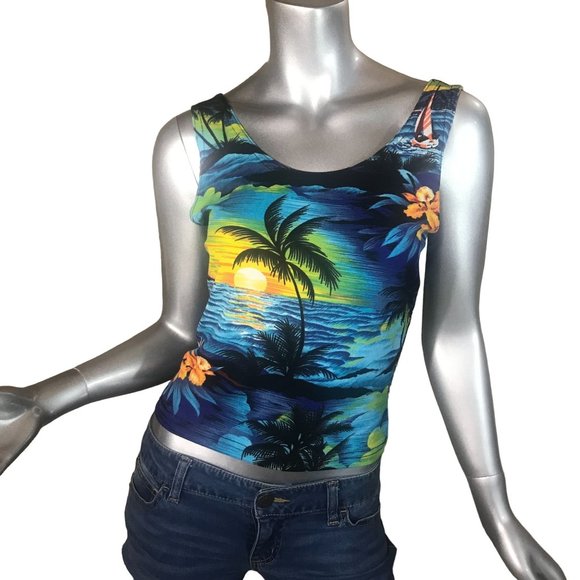 LOOKI USA Vintage Tropical Stretch Tank Small/Medium - Picture 1 of 12